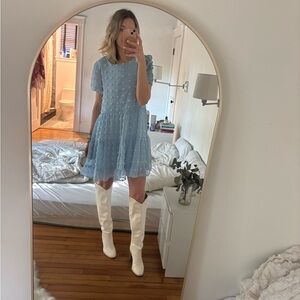 Taylor Swift Inspired Swiftie Baby Blue Tier Ruffle Dress Size Large (no tag)